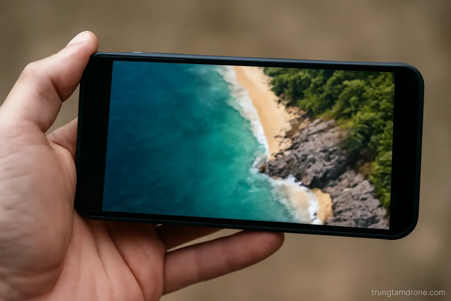 Điện thoại đang phát một video từ trên cao